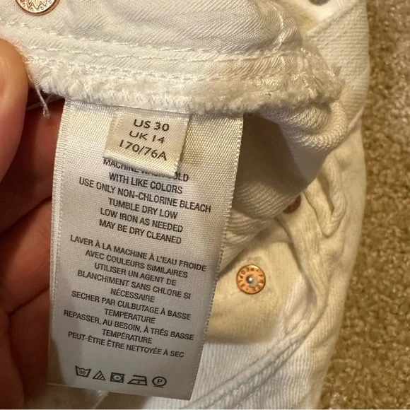 Free People We The Free Loving Good Vibrations Distressed Denim Shorts White - Picture 12 of 12